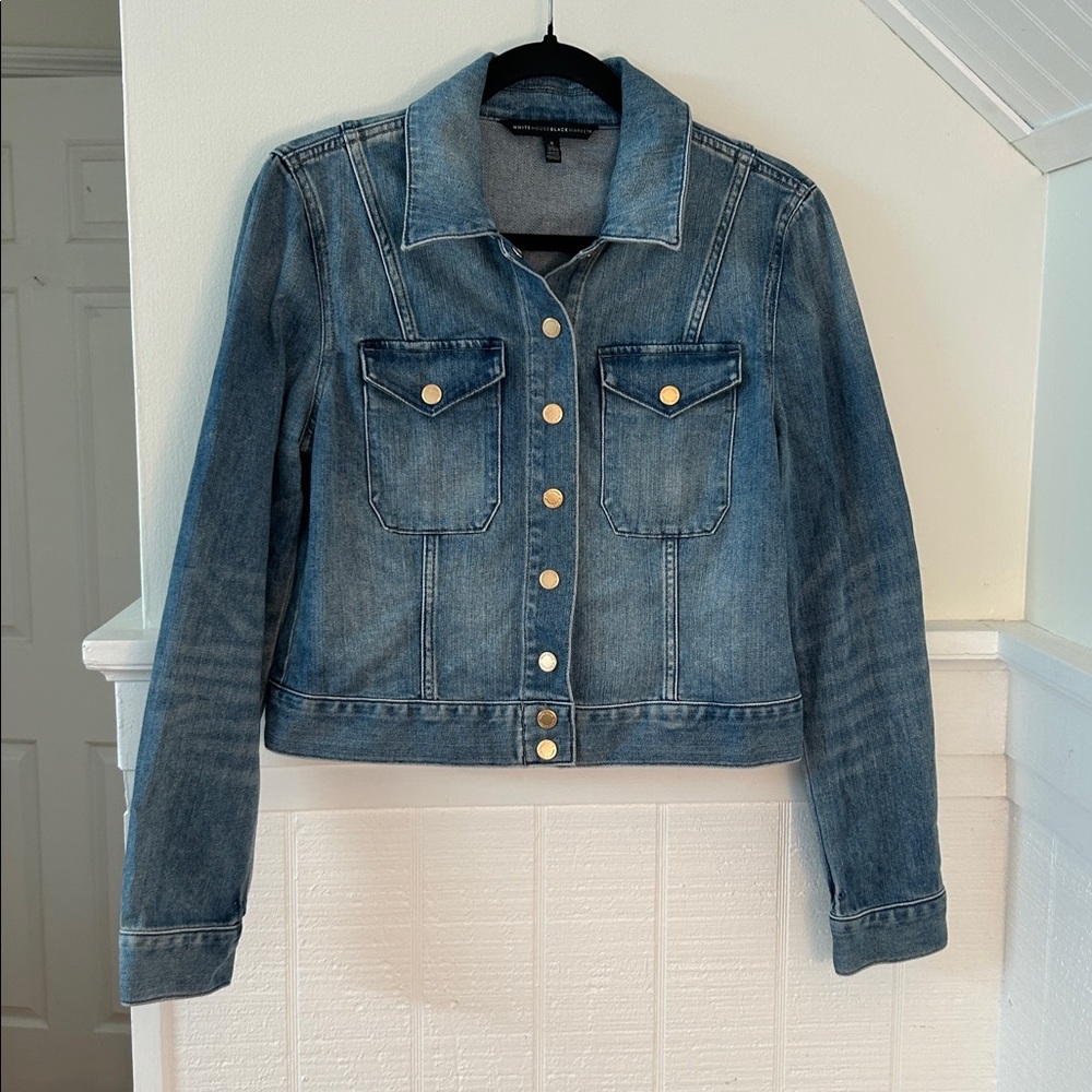White House Black Market Blue Jean Jacket size Women’s 6 - Picture 3 of 8